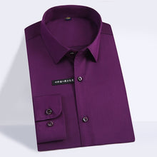 Load image into Gallery viewer, Easy Care Solid Bamboo Fiber Dress Shirts Comfortable Soft Long Sleeve Elastic Non Iron Male Regular-fit Formal Tops Shirt