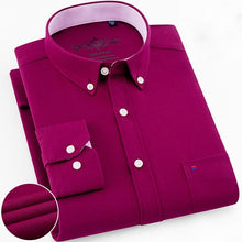 Load image into Gallery viewer, Mens Long Sleeve Solid Oxford Dress Shirt