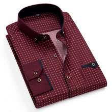 Load image into Gallery viewer, Printed Plaid Polka Dot Men Shirt Long-Sleeved Casual