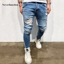 Load image into Gallery viewer, KANYE WEST Destroyed Knee Hole Side Zipper Slim Distressed Jean