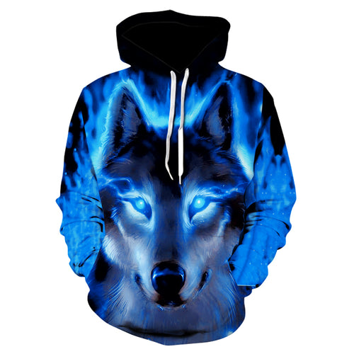 Fashion Men Wolf Animal 3D Printed Hooded Hoodie