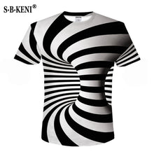 Load image into Gallery viewer, Black And White Vertigo Hypnotic colorful Printing 3D T shirt