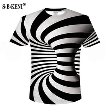 Load image into Gallery viewer, Black And White Vertigo Hypnotic colorful Printing 3D T shirt