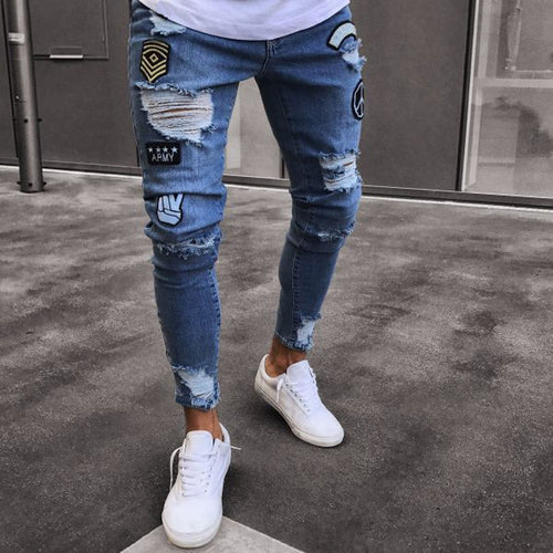 hole embroidered jeansCasual Thin Summer Denim Pant Classic Cowboys