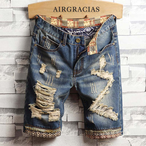 AIRGRACIAS Mens Ripped Short Jean