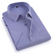 Load image into Gallery viewer, Short sleeve turndown collar easy care non-iron regular fit striped / Plaid business men casual shirt
