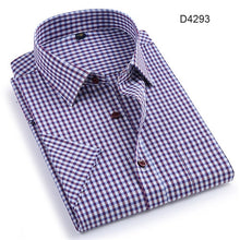 Load image into Gallery viewer, Short sleeve turndown collar easy care non-iron regular fit striped / Plaid business men casual shirt