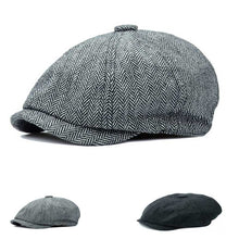Load image into Gallery viewer, Men Flat Cap Herringbone Baker Boy cap
