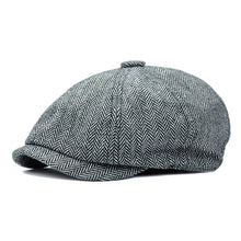 Load image into Gallery viewer, Men Flat Cap Herringbone Baker Boy cap