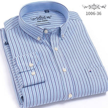 Load image into Gallery viewer, Long Sleeve Regular Fit Men Plaid Shirt Striped Shirt