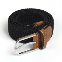 Load image into Gallery viewer, Men Elastic Stretch Waist Belt Black Canvas