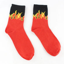 Load image into Gallery viewer, Unisex Flame Black White Yellow Fire Hip Hop Socks
