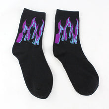 Load image into Gallery viewer, Unisex Flame Black White Yellow Fire Hip Hop Socks