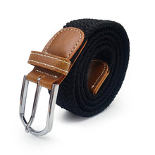 Load image into Gallery viewer, Men Elastic Stretch Waist Belt Black Canvas